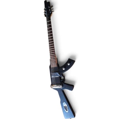 Custom Novelty Sculpted Body Design Electric Guitar Matte Black LED Fretboard Inlay - Image 6