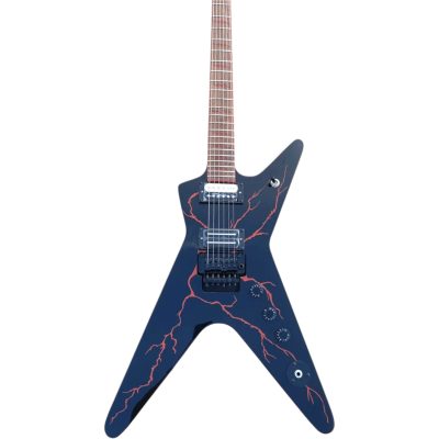 Custom Tempest Black Blood Red Lightning Bolts Flying V Floyd Rose Tremolo Dimebag Guitar - Image 4