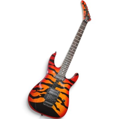 Custom Obsidian George Lynch Trans Sunburst Tiger Graphics 6 String Electric Guitar Floyd Rose Tremolo - Image 4