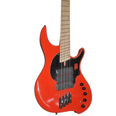 Custom Ironroot Combustion Fiesta Red Gloss Multi Scale Fanned Frets 4 String Bass 3 Pickups