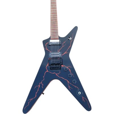 Custom Tempest Black Blood Red Lightning Bolts Flying V Floyd Rose Tremolo Dimebag Guitar - Image 7