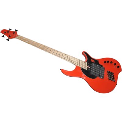 Custom Ironroot Combustion Fiesta Red Gloss Multi Scale Fanned Frets 4 String Bass 3 Pickups - Image 2