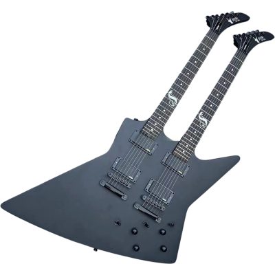 Custom Obsidian James Hetfield MX250 Matte Black Double Neck Guitar 6 String 6 String - Image 9