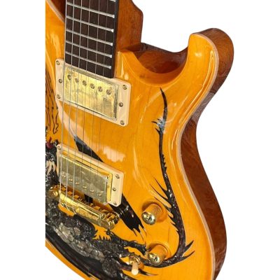 Custom Monarch Santana Amber Finish Dragon Design Electric Guitar - Image 6
