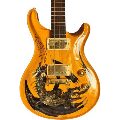 Custom Monarch Santana Amber Finish Dragon Design Electric Guitar