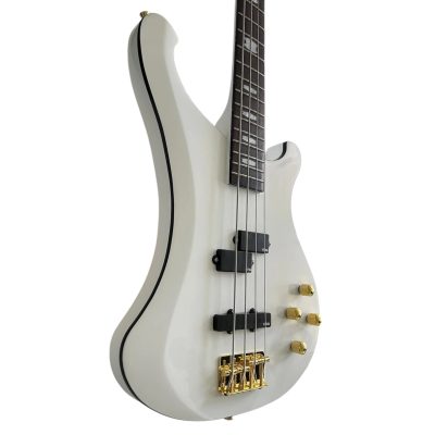 Custom Nova White 4 String Bass - Image 4