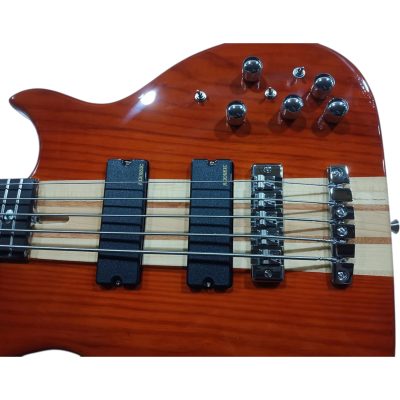 Custom Cylinder Series Mark King Translucent Win Red Alembic 5 String Bass - Image 4