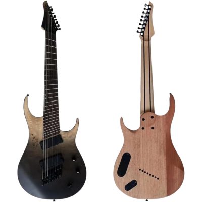 Custom Ironroot HB Trans Grey Black Burst Poplar Burl Top Multi Scale Fanned Frets 8 String Bass - Image 2