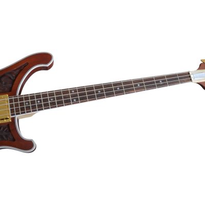 Custom Nova Lemmy Kilmister 4004 Walnut Finish Hand Carved Oak Leaf 4 String Bass - Image 5