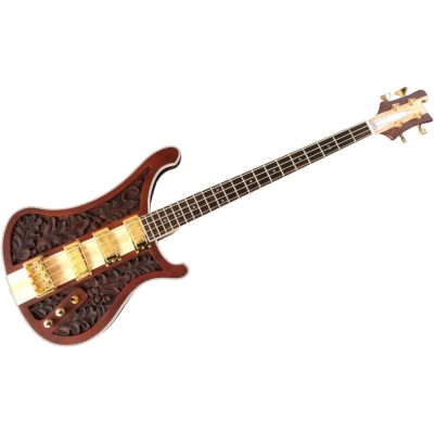 Custom Nova Lemmy Kilmister 4004 Walnut Finish Hand Carved Oak Leaf 4 String Bass - Image 9