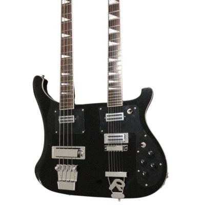Custom Nova 4080 Geddy Lee Double Neck Black 4 String Bass 6 String Guitar