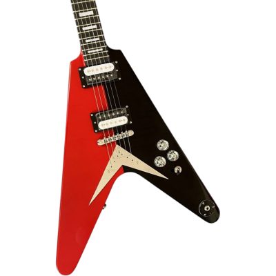 Custom Tempest Michael Schenker Flying V Red And Black Split Finish Guitar