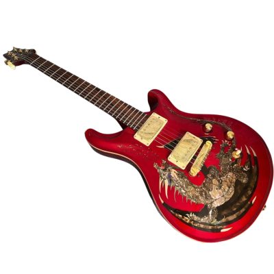 Custom Monarch Santana Red Finish Dragon Design Electric Guitar - Image 2