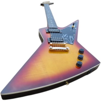 Custom Crown Sunburst Flamed Maple Top Modernistic Explorer 6 String Electric Guitar