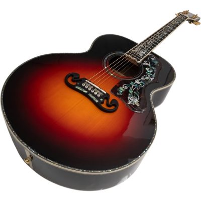 Custom Crown SJ200 Abalone Vine King Vintage Sunburst Solid Spruce Top Acoustic Electric Guitar - Image 4