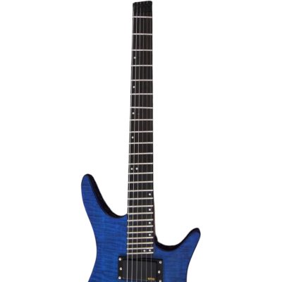 Custom Diplomat Multi Scale Fanned Frets Headless Blue Guitar - Image 5