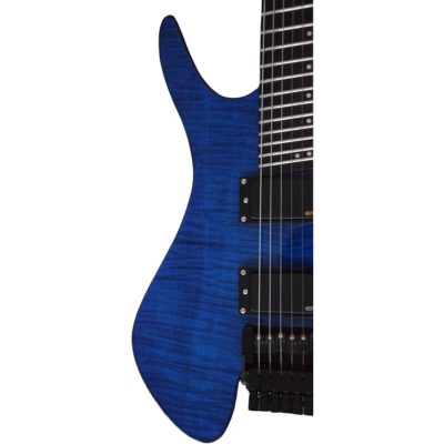 Custom Diplomat Multi Scale Fanned Frets Headless Blue Guitar - Image 6