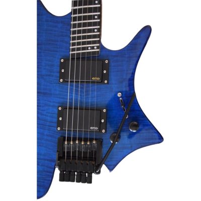 Custom Diplomat Multi Scale Fanned Frets Headless Blue Guitar - Image 7