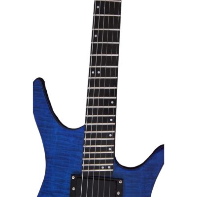 Custom Diplomat Multi Scale Fanned Frets Headless Blue Guitar - Image 9