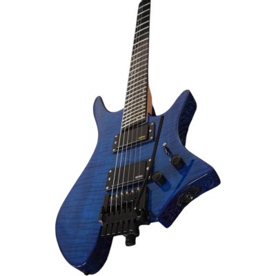 Custom Diplomat Multi Scale Fanned Frets Headless Blue Guitar - Image 10