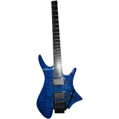Custom Diplomat Multi Scale Fanned Frets Headless Blue Guitar - Image 11