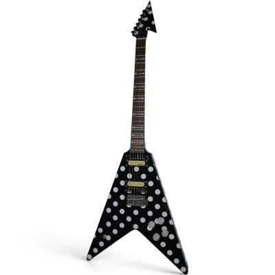 Custom Crown Flying V Black White Polka Dots Electric Guitar Karl Sandoval - Image 3