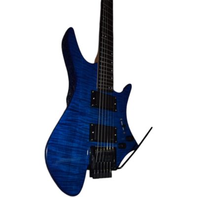 Custom Diplomat Multi Scale Fanned Frets Headless Blue Guitar - Image 12