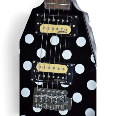 Custom Crown Flying V Black White Polka Dots Electric Guitar Karl Sandoval - Image 5
