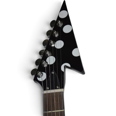 Custom Crown Flying V Black White Polka Dots Electric Guitar Karl Sandoval - Image 6