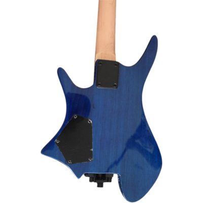 Custom Diplomat Multi Scale Fanned Frets Headless Blue Guitar - Image 14