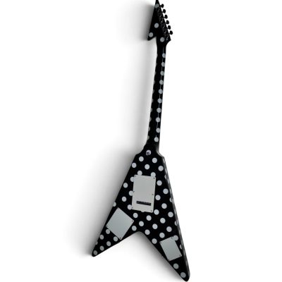 Custom Crown Flying V Black White Polka Dots Electric Guitar Karl Sandoval - Image 7