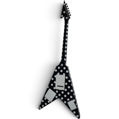 Custom Crown Flying V Black White Polka Dots Electric Guitar Karl Sandoval - Image 8