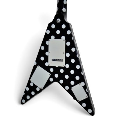 Custom Crown Flying V Black White Polka Dots Electric Guitar Karl Sandoval - Image 9