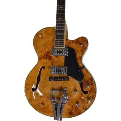 Custom Crown Natural Burl Maple Fhole Bigsby Tremolo Full Hollowbody Jazz Archtop Guitar