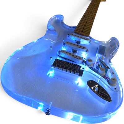 Custom Regent Plexiglass Acrylic Lucite Integrated Multi Colored LED Illumination Guitar