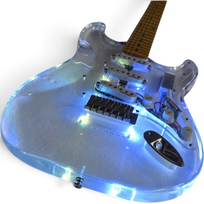 Custom Regent Plexiglass Acrylic Lucite Integrated Multi Colored LED Illumination Guitar - Image 11