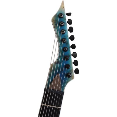 Custom Topaz Black Machine Birdseye Blue Burst Finish 8 String Guitar - Image 3