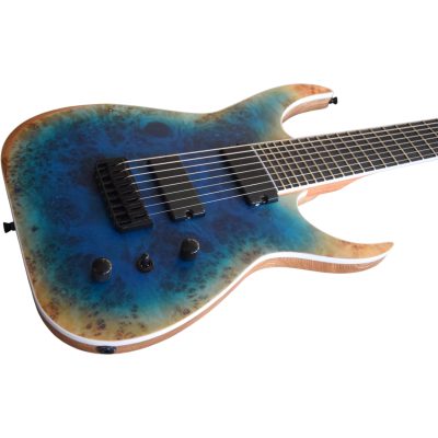 Custom Topaz Black Machine Birdseye Blue Burst Finish 8 String Guitar - Image 6