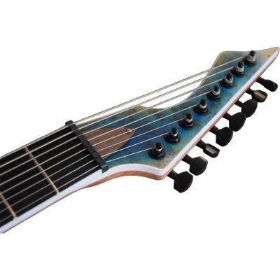 Custom Topaz Black Machine Birdseye Blue Burst Finish 8 String Guitar - Image 7