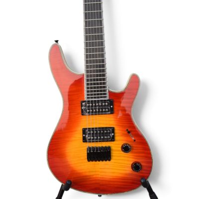 Custom Onyx Regius Orange Burst Flamed Maple Top 7 String Guitar