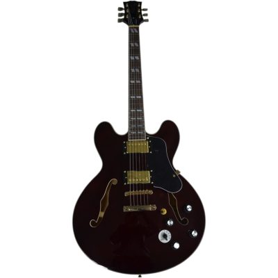 Custom Crown ES335 BB King Lucille Burgundy Dark Red Electric Guitar - Image 2
