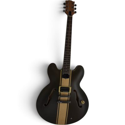 Custom Crown ES333 Tom DeLonge Satin Brown Cream Racing Stripe Fhole Semi Hollow Jazz Guitar - Image 12