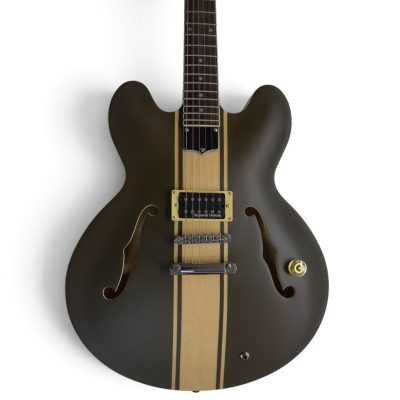 Custom Crown ES333 Tom DeLonge Satin Brown Cream Racing Stripe Fhole Semi Hollow Jazz Guitar