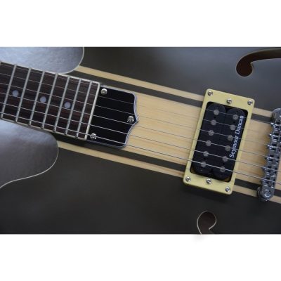 Custom Crown ES333 Tom DeLonge Satin Brown Cream Racing Stripe Fhole Semi Hollow Jazz Guitar - Image 10