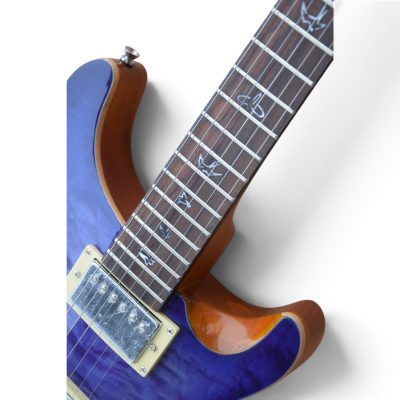 Custom Monarch McCarty Violet Purple Quilted Maple Top Guitar Bird On A Branch And Full Moon Graphic - Image 6