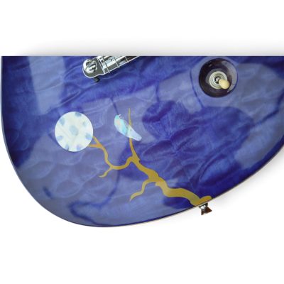 Custom Monarch McCarty Violet Purple Quilted Maple Top Guitar Bird On A Branch And Full Moon Graphic - Image 8