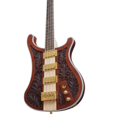 Custom Nova Lemmy Kilmister 4004 Stain Walnut Finish Hand Carved Oak Leaf 4 String Bass
