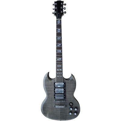 Custom Crown SG Supreme Gray Flamed Maple Top Electric Guitar 3 Pickups - Image 2