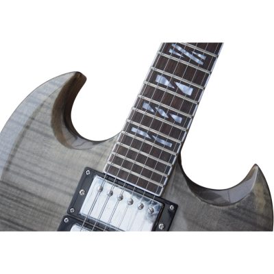Custom Crown SG Supreme Gray Flamed Maple Top Electric Guitar 3 Pickups - Image 5
