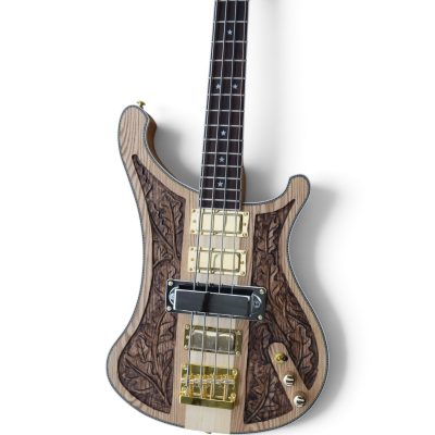 Custom Nova 4003 Naturalglo Lemmy Kilmister Finish 4 String Bass Oak Carved Leaves